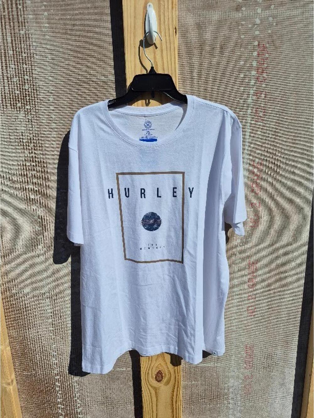Hurley 100% Cotton XXL 2XL Mens White Logo Surf Tshirt New w/ Tags Beach